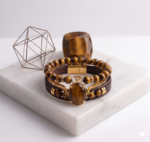 Luxury Multi-Layer Natural Tiger’s Eye Bracelet with Sacred Om Charm