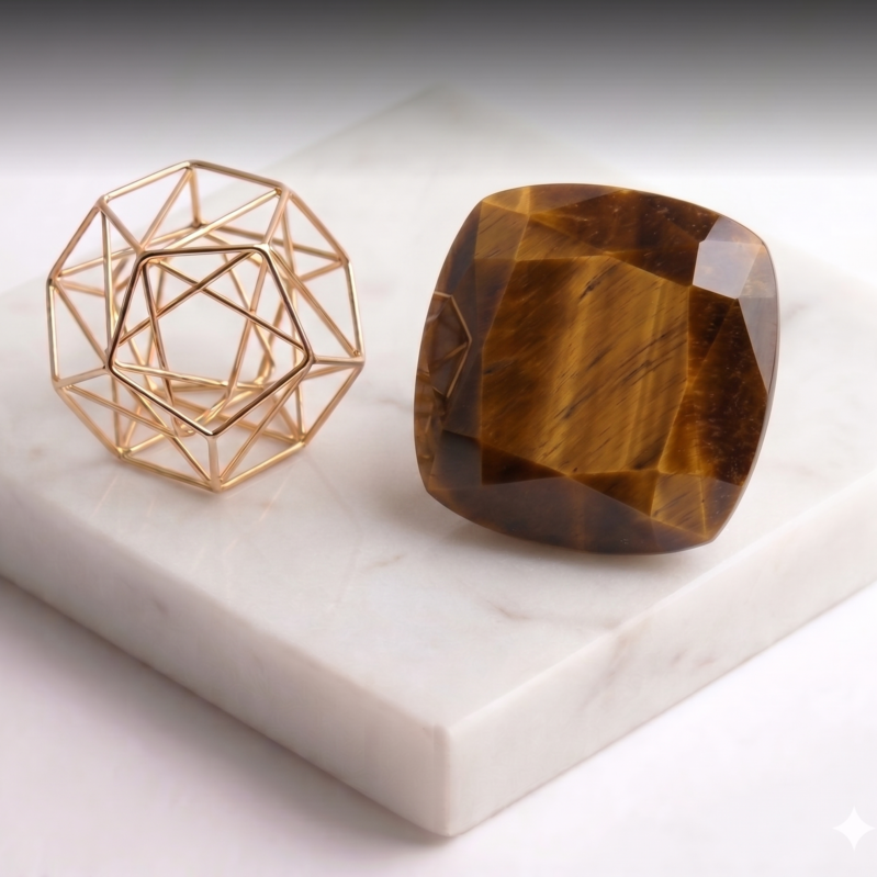 Premium Cushion-Cut Natural Tiger’s Eye Crystal – Lustrous Golden Brown