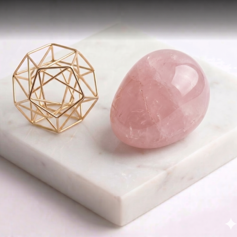 Premium Egg-Shaped Natural Rose Quartz Crystal – Soft Blush Pink