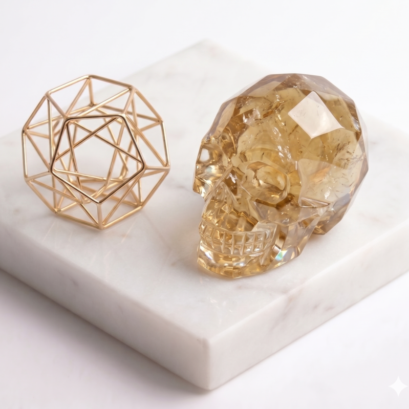 Master-Carved Natural Citrine Crystal Skull – Golden Aura Statement Display